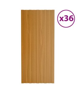 Pannelli da Tetto 36 pz Acciaio Zincato Legno Chiaro 100x45 cm