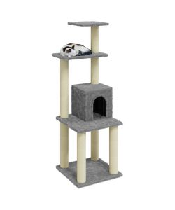 Albero per Gatti con Tiragraffi in Sisal Grigio Chiaro 105 cm