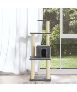 Albero per Gatti con Tiragraffi in Sisal Grigio Chiaro 105 cm