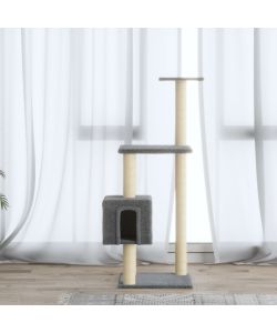 Albero per Gatti con Tiragraffi in Sisal Grigio Chiaro 104 cm