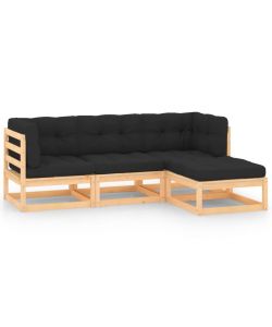 Set Divani da Giardino 4 pz con Cuscini Legno Massello di Pino 3083782