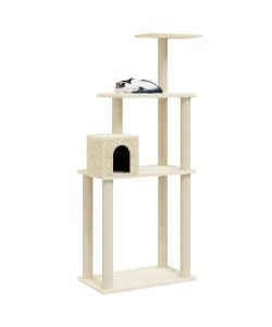 Albero per Gatti con Tiragraffi in Sisal Crema 147 cm