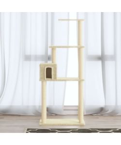 Albero per Gatti con Tiragraffi in Sisal Crema 147 cm