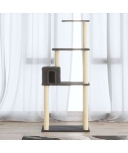 Albero per Gatti con Tiragraffi in Sisal Grigio Scuro 147 cm