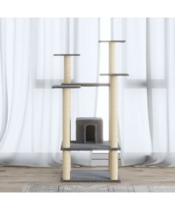 Albero per Gatti con Tiragraffi in Sisal Grigio Chiaro 110 cm