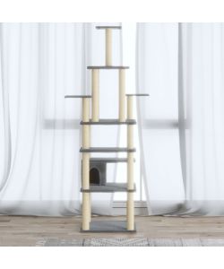 Albero per Gatti con Tiragraffi in Sisal Grigio Chiaro 183 cm