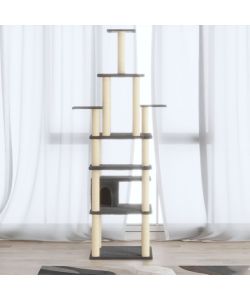 Albero per Gatti con Tiragraffi in Sisal Grigio Scuro 183 cm