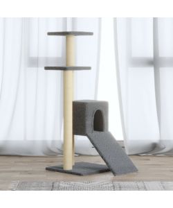 Albero per Gatti con Tiragraffi in Sisal Grigio Chiaro 92 cm