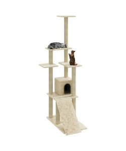 Albero per Gatti con Tiragraffi in Sisal Crema 155 cm