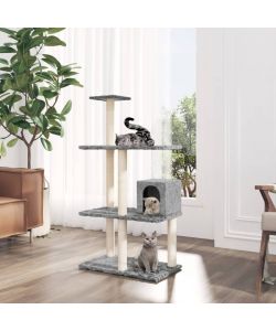 Albero per Gatti con Tiragraffi in Sisal Grigio Chiaro 119 cm 171799