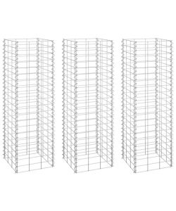 Fioriere Rialzate a Gabbione 3 pz 30x30x100 cm in Ferro