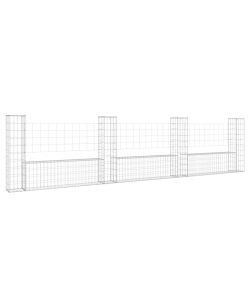 Cesto Gabbione a U con 4 Pali in Ferro 380x20x100 cm