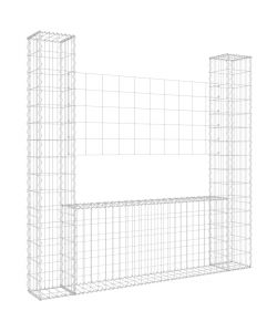 Gabbione a U con 2 Pali in Ferro 140x20x150 cm