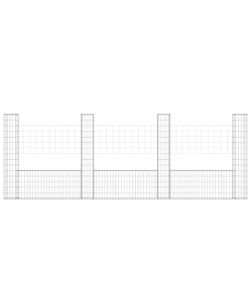 Cesto Gabbione a U con 4 Pali in Ferro 380x20x150 cm