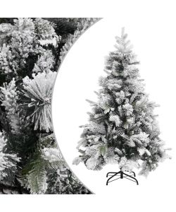 Albero di Natale con Neve Floccata e Pigne 150 cm in PVC e PE