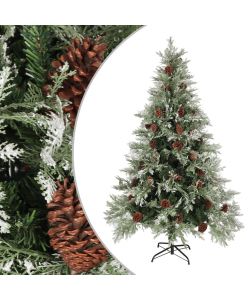 Albero di Natale con Pigne Verde e Bianco 120 cm in PVC e PE