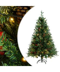 Albero di Natale con LED e Pigne Verde 120 cm in PVC e PE