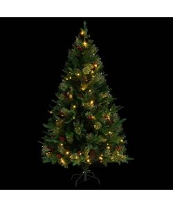 Albero di Natale con LED e Pigne Verde 150 cm in PVC e PE
