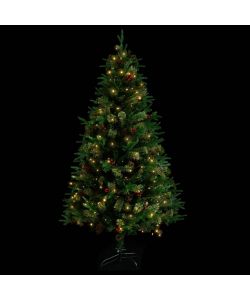 Albero di Natale con LED e Pigne Verde 195 cm PVC e PE