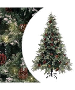Albero di Natale con LED e Pigne Verde e Bianco 120 cm PVC e PE
