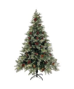 Albero di Natale con LED e Pigne Verde e Bianco 150 cm PVC e PE