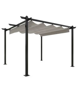 vidaXL Pergola da Giardino con Tetto Retrattile - Crema - 3x3 m