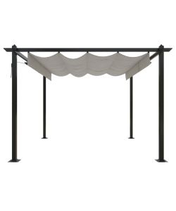 vidaXL Pergola da Giardino con Tetto Retrattile - Crema - 3x3 m
