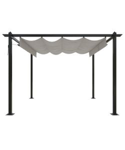 vidaXL Pergola da Giardino con Tetto Retrattile - Crema - 3x3 m
