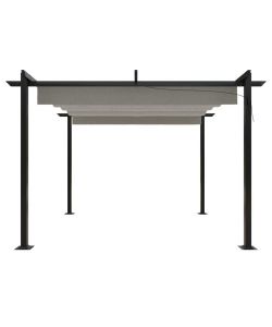 vidaXL Pergola da Giardino con Tetto Retrattile - Crema - 3x3 m