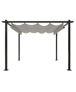 vidaXL Pergola da Giardino con Tetto Retrattile - Crema - 3x3 m