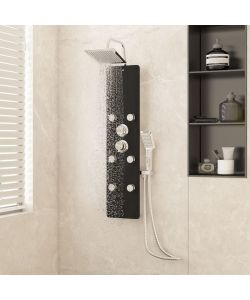 Pannello Doccia in Vetro 25x47,5x130 cm Nero