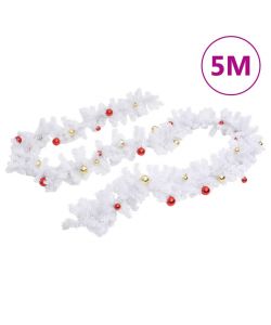 Ghirlanda di Natale Decorata con Palline Bianca 5 m