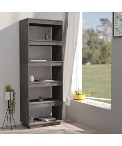 Libreria/Divisorio Grigio 60x35x167cm in Legno Massello di Pino