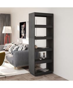 Libreria/Divisorio Grigio 60x35x167cm in Legno Massello di Pino