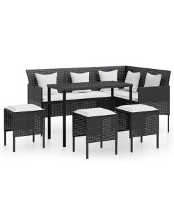 vidaXL Set da Giardino Divano a L - Polyrattan Nero - 161.5x113 cm
