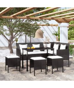 vidaXL Set da Giardino Divano a L - Polyrattan Nero - 161.5x113 cm