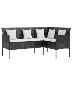 vidaXL Set da Giardino Divano a L - Polyrattan Nero - 161.5x113 cm