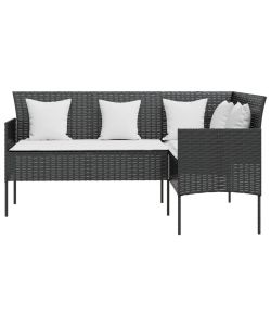 vidaXL Set da Giardino Divano a L - Polyrattan Nero - 161.5x113 cm