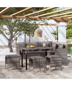 Set Mobili 5 pz Divano a L con Cuscini in Polyrattan Grigio