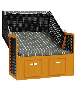 Strandkorb Tettoria Polyrattan e Legno Massello Nero e Grigio