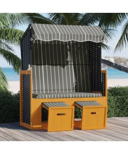 Strandkorb Tettoria Polyrattan e Legno Massello Nero e Grigio