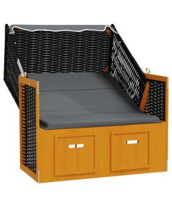 Strandkorb Tettoria Polyrattan Legno Massello Nero e Antracite