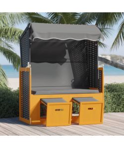 Strandkorb Tettoria Polyrattan Legno Massello Nero e Antracite
