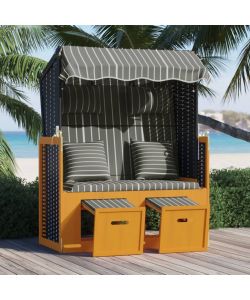 Strandkorb Cuscino Polyrattan e Legno Massello Nero e Antracite 318666