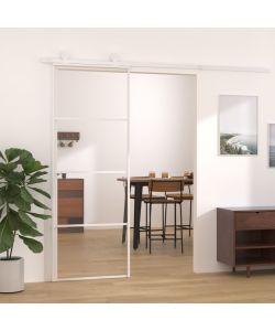 Porta Scorrevole in Vetro ESG e Alluminio 76x205 cm Bianca 151656