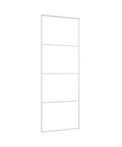Porta Scorrevole in Vetro ESG e Alluminio 75x205 cm Bianca