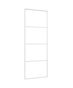 Porta Scorrevole in Vetro ESG e Alluminio 75x205 cm Bianca
