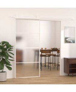 Porta Scorrevole in Vetro ESG e Alluminio 90x205 cm Bianca 151661