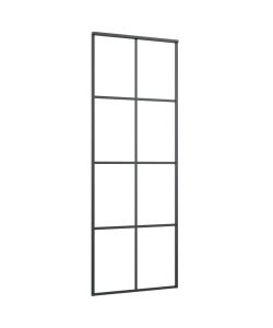 Porta Scorrevole Nera 76x205 cm in Vetro ESG e Alluminio