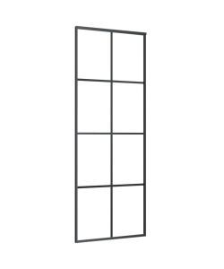 Porta Scorrevole Nera 76x205 cm in Vetro ESG e Alluminio